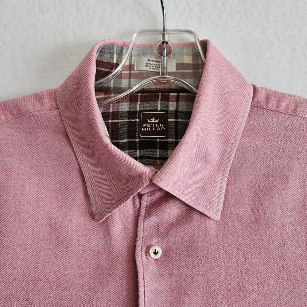 Peter Millar Shirt Mens Medium Med Button Down Casual 100% Cotton